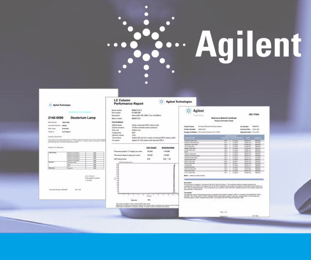 Rychlé vyhledání certifikátu k produktům Agilent Technologies